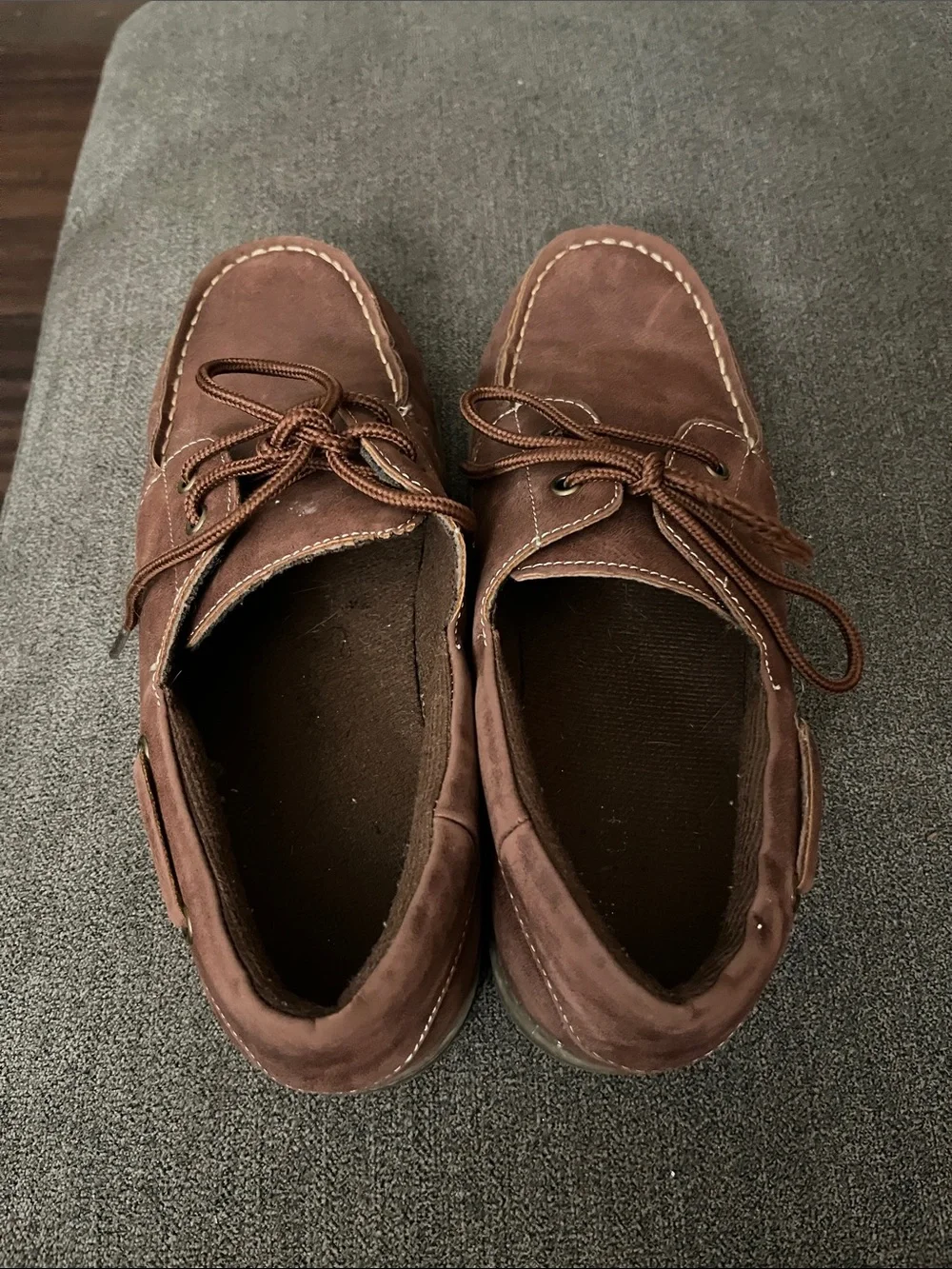 Men's Brown Leather Casual Lace-Up Boat Shoes Size 6 boys